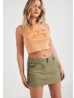 Garage Mini Skirt W/ Cargo Pockets — Deep Lichen Green Size S